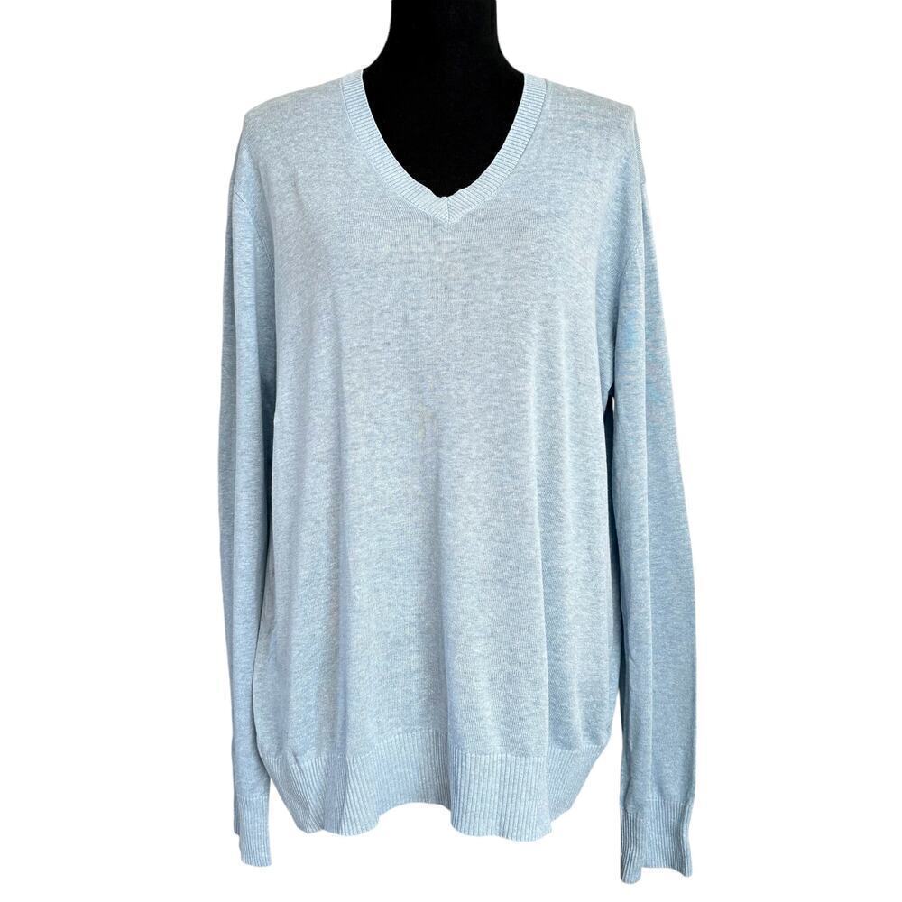 Banana Republic Sweater Men’s LARGE Light Blue Silk Linen Blend V Neck